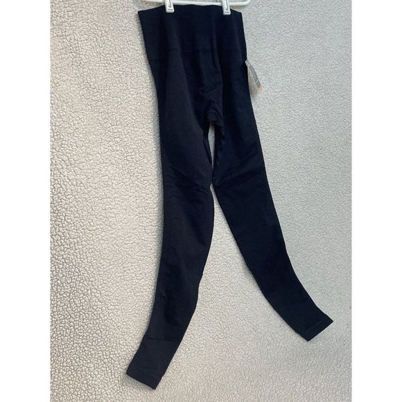 NUX Ribbed Waist Leggings Size Medium Workout Black Moderate Compress NWT - Picture 7 of 13